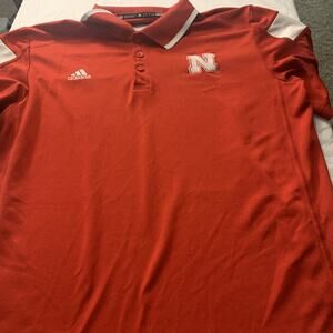 Nebraska Cornhuskers Adidas Polo Mens Large. Red